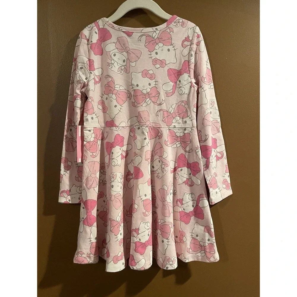 Hello Kitty and Friends Girls Pink Print Dress with Long Sleeve Size 4T NWT